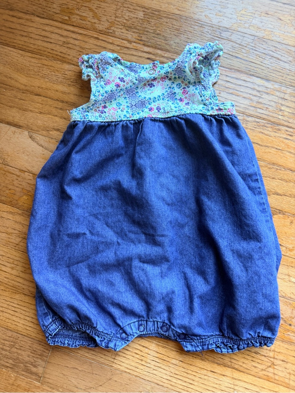 Jordache Floral Denim Romper Jumpsuit